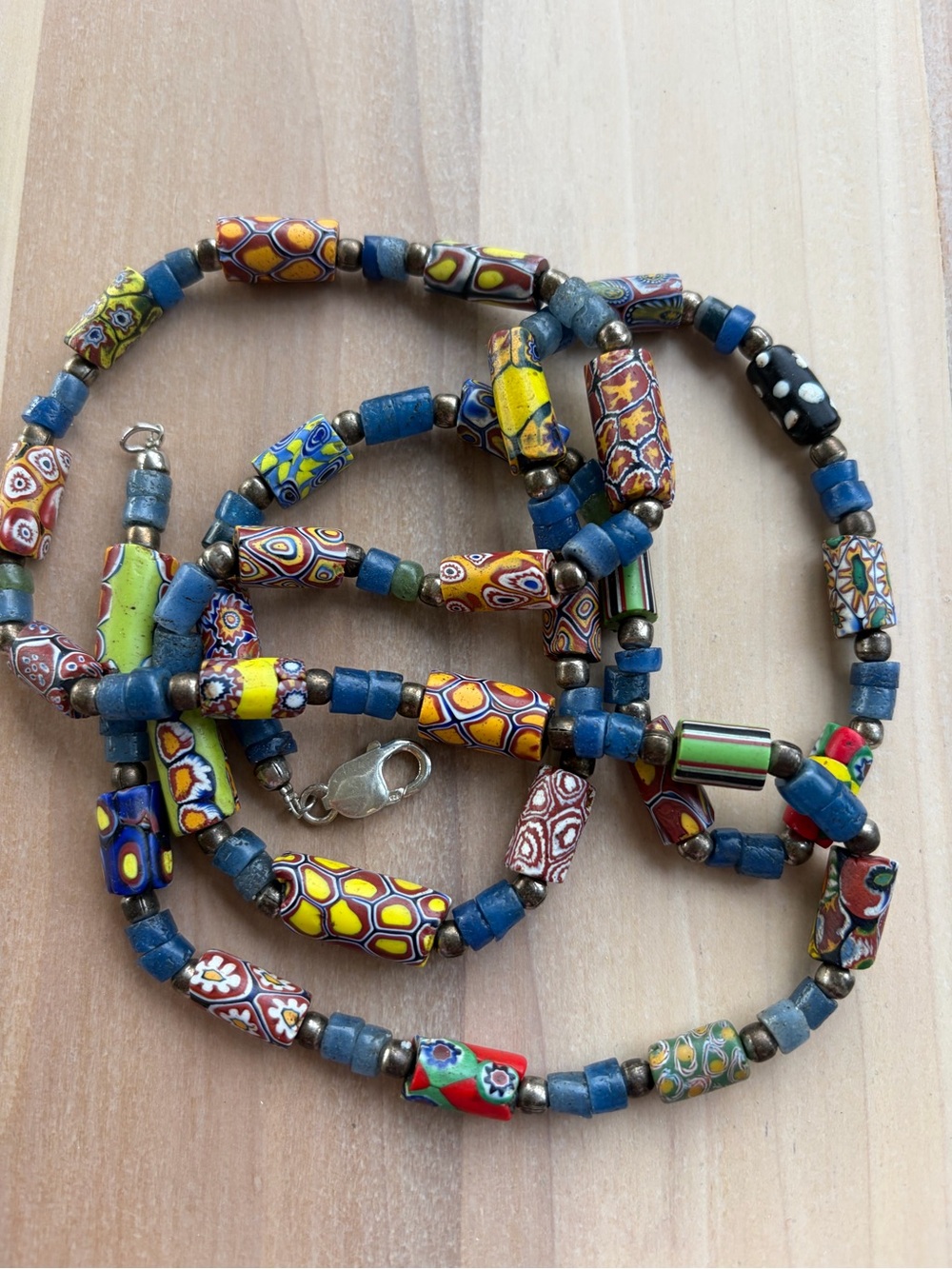 Vintage Venetian millefiori African trade bead necklace